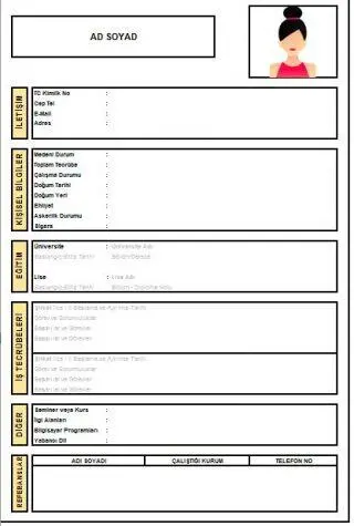 Fotoğraflı Excel Cv