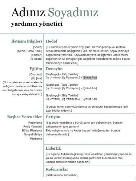 Fotoğrafsız Modern Cv