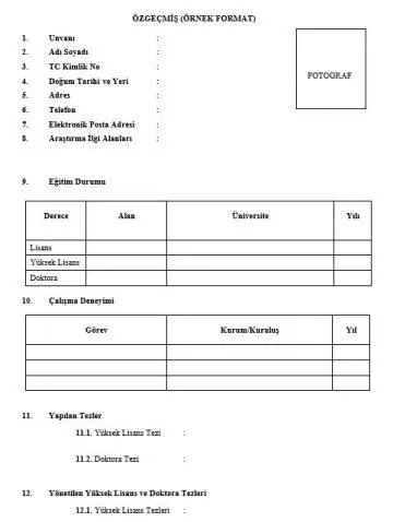 YÖK CV