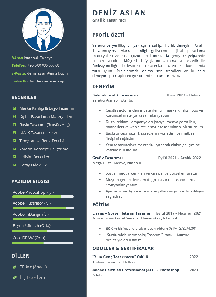 Grafik Tasarım CV örneği Word